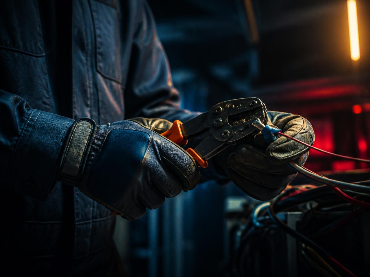 Elektriker der Elektrotechnik Thum GmbH bei der Arbeit in Köln